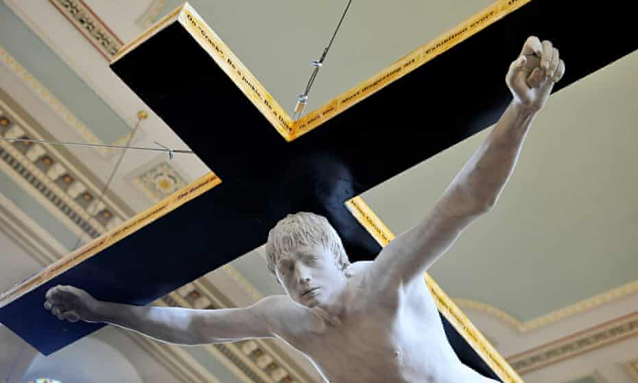 Crucifixion sculpture of Pete Doherty 