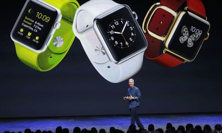 Apple CEO Tim Cook introduces Apple's new smartwatch in Cupertino, California in September 2014.