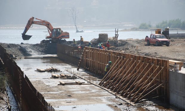 The construction of a new lagoon designed to prevent flooding.