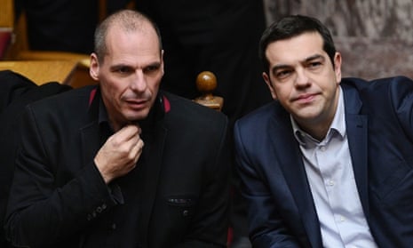 Greek Finance Minister Yianis Varoufakis, left, and Prime Minister Alexis Tsipras