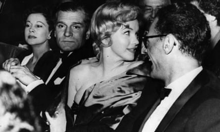 Vivien Leigh, Laurence Olivier, Marilyn Monroe and Arthur Miller at the opening night of A View from the Bridge in London.