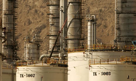View of petrochemical complex in Assaluyeh seaport at Persian Gulf
