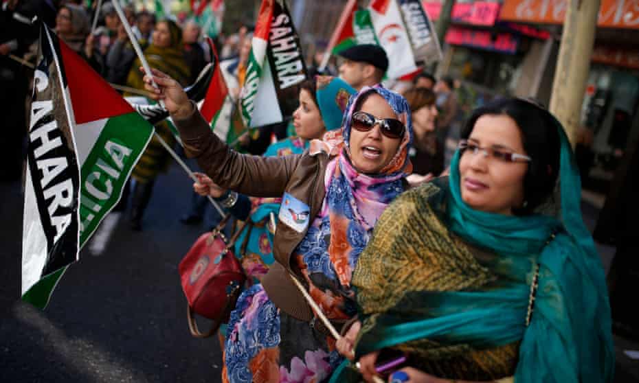 Women from Western Sahara demonstrate in Madrid in 2013.
