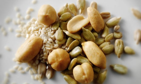 Peanuts, sunflower seeds and sesame seeds