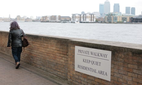 A private walkway along the Thames Path.