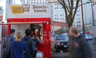 The Grilled Cheese Grill cart on Alder Street, Portland.