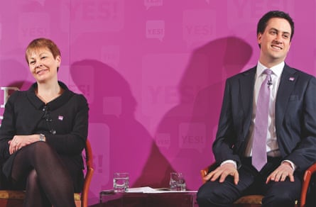 Caroline Lucas with Ed Miliband