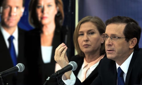 Tzipi Livni and Isaac Herzog, leaders of the Zionist Union party, at a recent press conference.