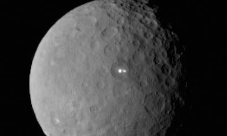 This image was taken by NASA's Dawn spacecraft of dwarf planet Ceres on Feb. 19 from a distance of nearly 29,000 miles (46,000 kilometers). It shows that the brightest spot on Ceres has a dimmer companion, which apparently lies in the same basin.Dawn is due to be captured into orbit around Ceres on March 6.