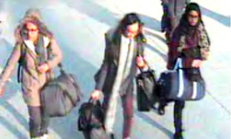 Three London schoolgirls at Gatwick on way to Turkey