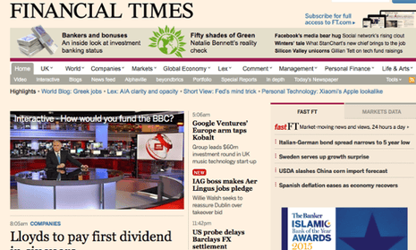 Financial Times to change way it charges for online content