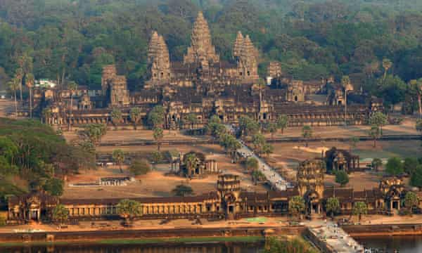 Aerial view of the Angkor Wat temple in Siem Reap province.