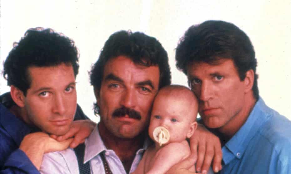 Steve Guttenberg, Tom Selleck, Ted Danson in Three Men and a Baby.
