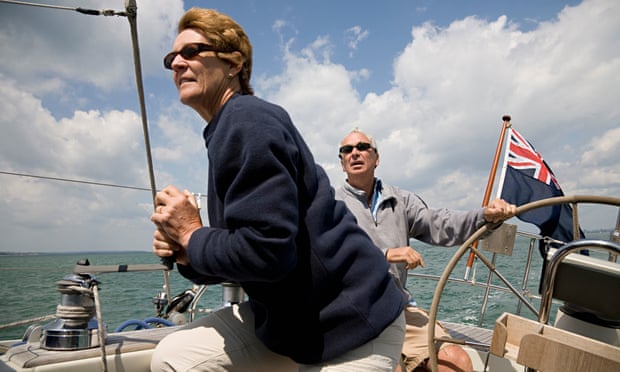 UK pensions mature couple sailing yacht