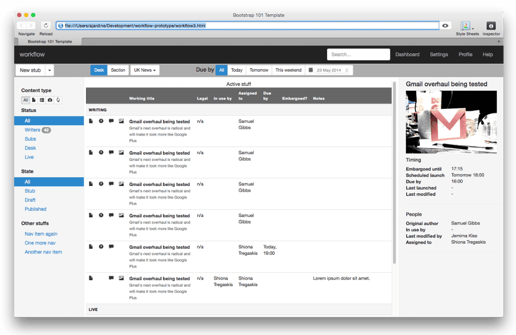 HTML prototype