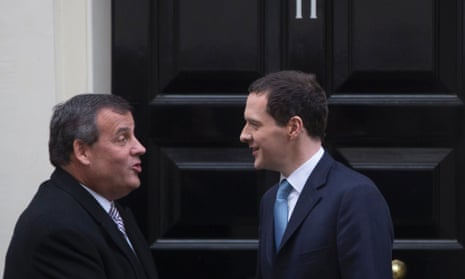 George Osborne bids farewell to New Jersey Governor Chris Christie, after lunch at number 11 Downing Street