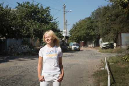 Natalia Onipko, president of Zaporuka, outside her office in Kiev.