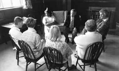 Counselling session at Farm Place drug rehabilitation centre near Dorking in 1986.