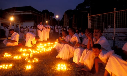 A Poya festivity, Maha Bodi Temple, Anuradhapura, North Central Province, Sri Lanka.
