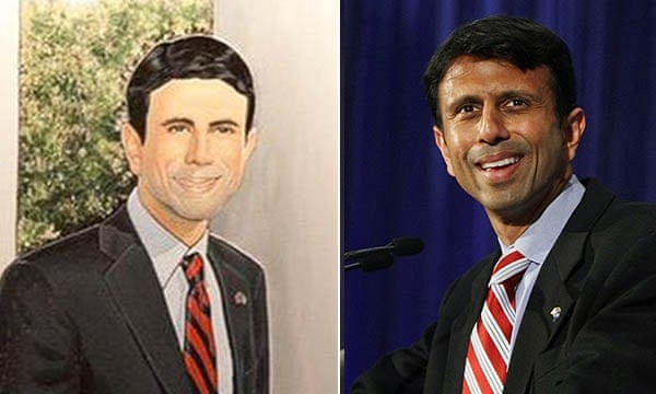 Louisiana governor Bobby Jindal and a dodgy portrait painted by a constituent