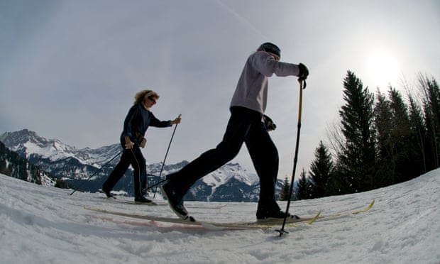 Skiiers in Villars, Switzerland