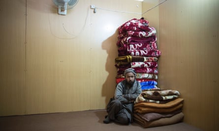 Afghanistan, Torkham, February 5, 2015 Jawed, an Afghan man with no possessions receives assistance at IOM's transit centre after returning back into Afghanistan after one year in Pakistan. IOM is trying to locate his family.