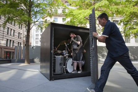 The metal band Unfathomable Ruination are locked in a soundproof box in London to play until the air runs out: João Onofre's called the piece Box Sized DIE.