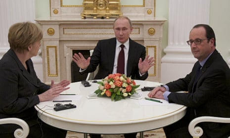 Angela Merkel, Vladimir Putin and Francois Hollande