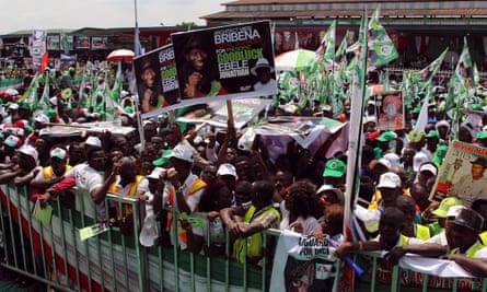 Supporters at a rally for president Goodluck Jonathan in Yenagoa.