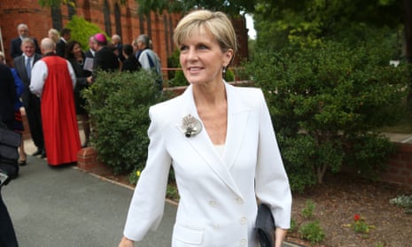 Deputy PM Julie Bishop leaves a special Ecumenical Service before the start of the Parliamentary year this morning at Canberra Baptist church in Kingston, Monday  9th February 2015.