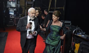 Mike Leigh, winner of the Bafta Fellowship, and Imelda Staunton.