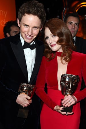 Eddie Redmayne and Julianne Moore, winners of the lead-acting awards