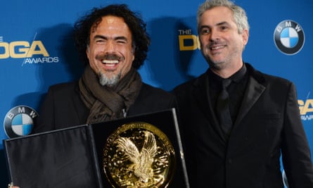 Inarritu with last year's winner (of both DGA and Oscar), Alfonso Cuaron.