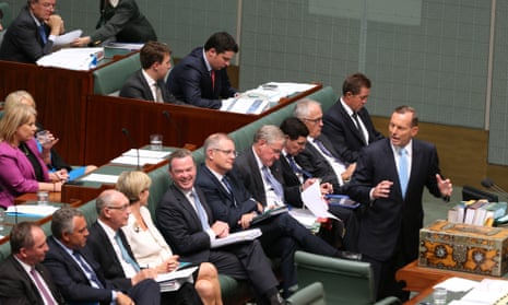 The Prime Minister Tony Abbott during question time in the House of Representatives this afternoon, Monday  9th February 2015.
