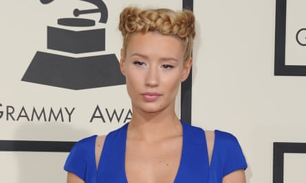 Rapper Iggy Azalea appearing on the Grammys red carpet.