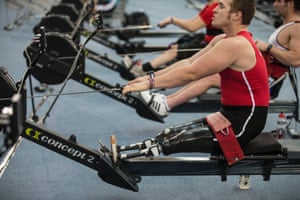 Scott Meenagh from the British Army competing in the men’s adaptive 1km race.