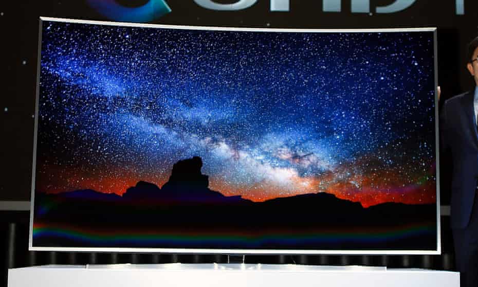 A Samsung Electronics SUHD smart TV at its launch event in Seoul, February 5, 2015.
