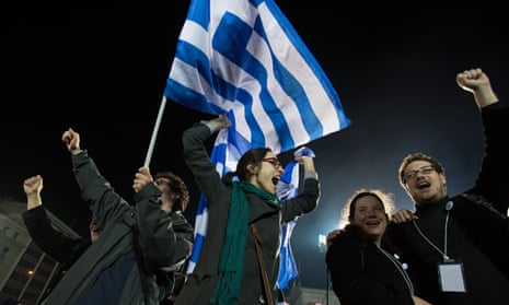 Supporters cheer Syriza's victory in the Greek general election
