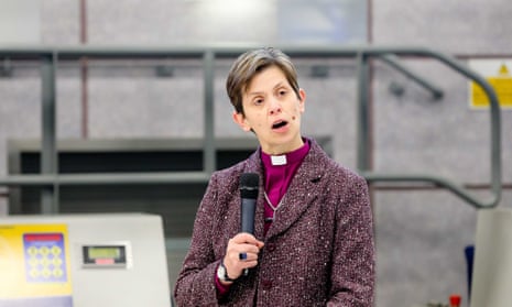 Rev Libby Lane at the anti-trafficking campaign at Manchester airport.