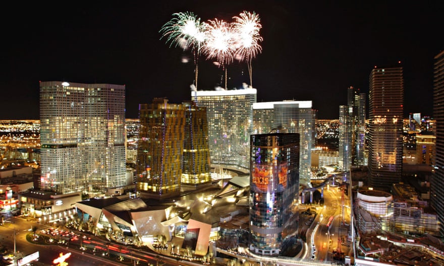 Fireworks mark the opening of the Aria hotel-casino, centrepiece of the $8.5 billion CityCenter project, in 2009.