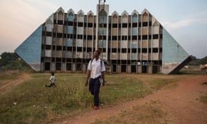 Gbadolite: the Water Ministry building never finished and now used as a school.