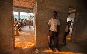 Gbadolite: the Water Ministry building never finished and now used as a school.