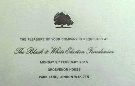 Conservative party Black and White election fundraiser 2015 invitation card