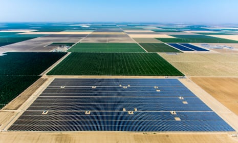 A 20 mw solar farm constructed on land in California’s central valley – the array is built on former agricultural land made unusable by rising salinity. 