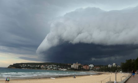 Storm clouds loom over Sydney's Manly Beach.