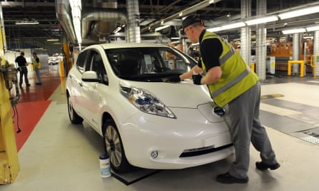 A Nissan Leaf electric car at the company's Sunderland plant. Four of the models will be provided as ministerial cars.