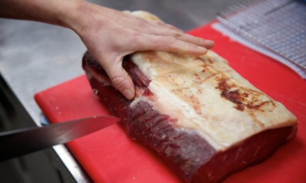 James Cross cuts 199-day-old beef into steaks