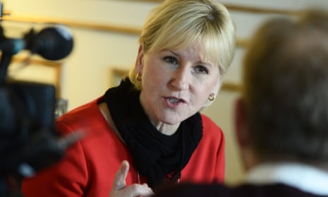 The Swedish foreign minister, Margot Wallstrom, in Stockholm on Wednesday. Saudi Arabia is recalling its ambassador from Stockholm in a growing diplomatic dispute.