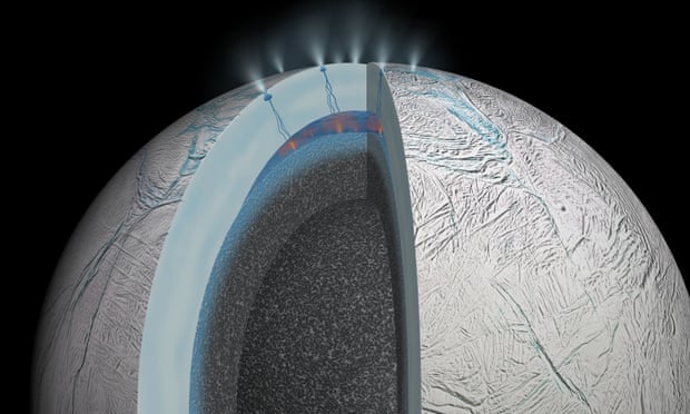 Nasa graphic of the interior of Saturn’s moon Enceladus