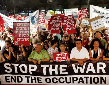 A protest in Tel Aviv against Israel’s attack on Gaza in 2014.